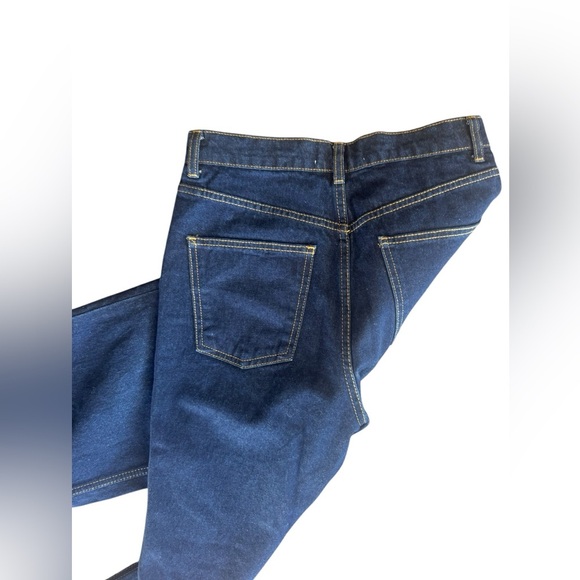 Zara High Waisted Raw Hem Wide Leg Dark Wash Jean - Picture 4 of 4